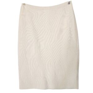 Eileen Fisher Silk Organic Cotton Interlock  Pencil Skirt Knit Bone Career Sz S